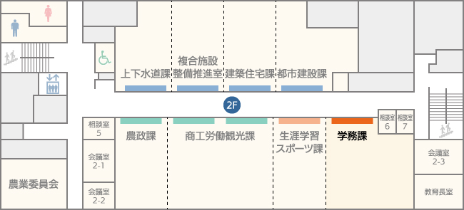 本庁舎3階 学務課の案内図