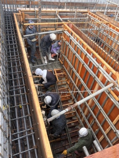 階段部分のコンクリート打設状況