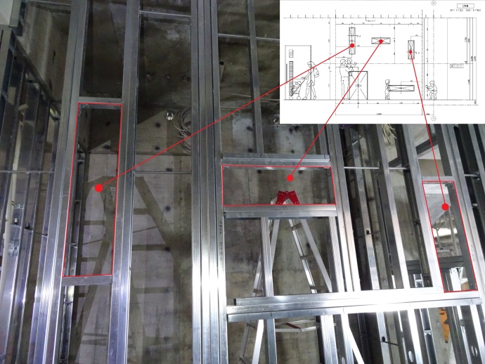 間仕切壁下地の施工状況(2)