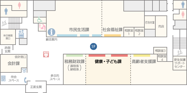 健康・子ども課の案内図