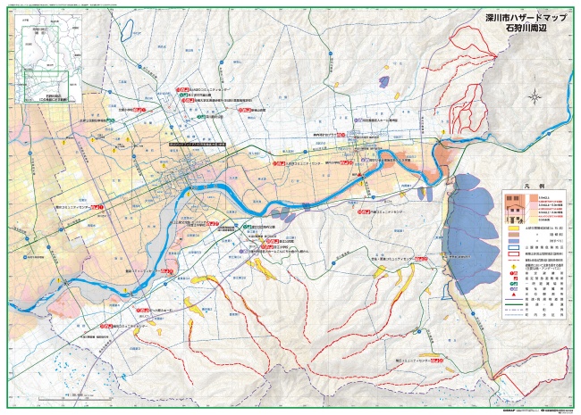 石狩川周辺図(深川市ハザードマップ)の画像