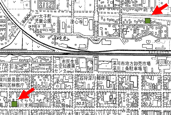 仮植え地所在地の地図