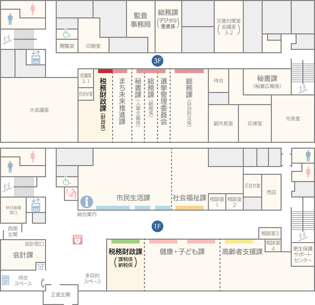 税務財政課の案内図